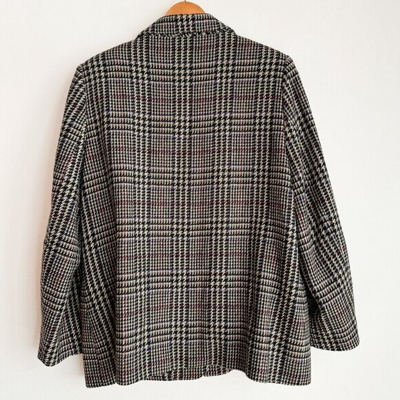 Vintage Yves Venet Houndstooth Plaid Classic Wool Blazer L - Picture 6 of 9